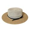 French retro color matching flat top straw hat old money wind travel beach hat women's summer big edge spinning sun hat