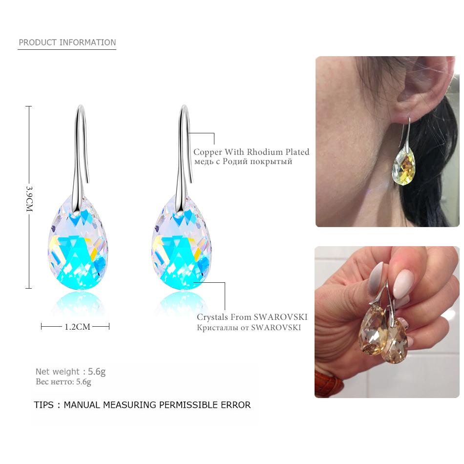 Classic Korean Pear-shaped Drop Earrings Crystals Jewelry for Women Silver Color Big Pendant