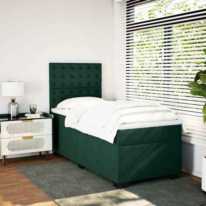 Maison Exclusive - Sommier à lattes de lit avec matelas Vert foncé 90x190 cm