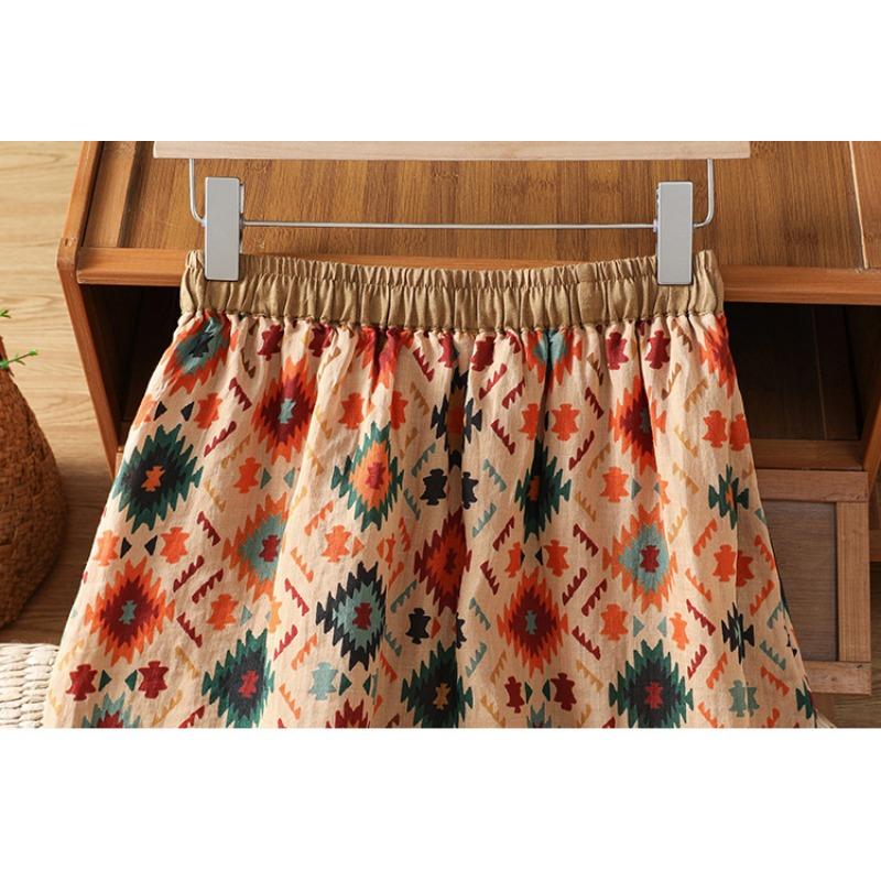 Floral Ethnic Style Casual Summer Women S Skirt Pants