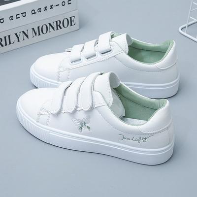 Женские белые туфли, смешанная партия, новые осенние резиновые женские повседневные кроссовки из искусственной кожи с мягкой подошвой на липучке