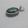 Oval Cab Green Copper Turquoise 925 Sterling Silver Pendant, Designer Turquoise Pendant