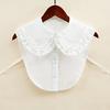 Korean White Fake Collar Shirt Women False Collars Embroidery Floral Lace Lapel Blouse Detachable Collars Half-Shirt Faux Col