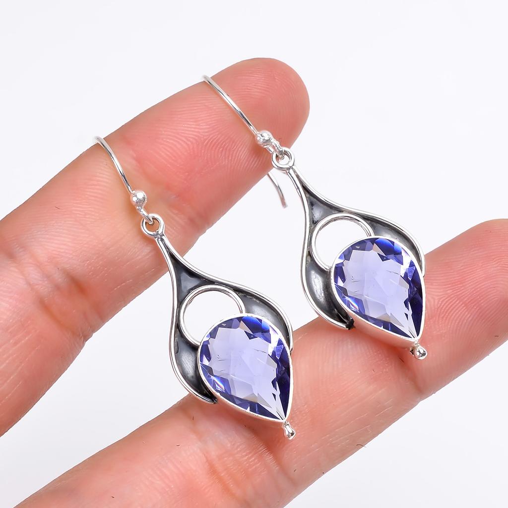 Серьги из серебра 925 пробы с иолитом V9011, ярко-синие серьги, серьги в форме груши, подарок на День святого Валентина, подарок для нее, подарок на день рождения, украшения ручной работы, серебро