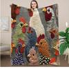 1pc Vintage Rooster Fleece Blanket - Soft Flannel Throw with Rooster Design All-Season Cozy Blanket for Bed Sofa Camping