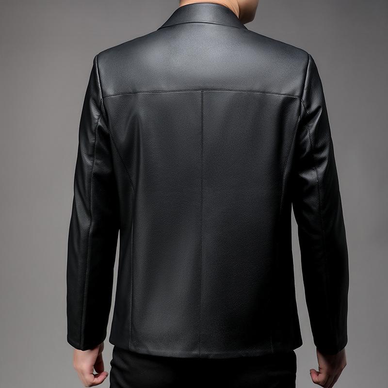 New Autumn and Winter Lapel Leather Jacket for Young Men's Fashionable Leather Jacket for Business Casual Trendy Handsome Leather Jacket
