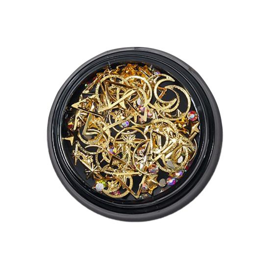 Yousheng 1 коробка DIY украшения для ногтей ажурные сплав звезда луна треугольник чешуйка 3D блестящие стразы подвески украшения для ногтей смешанные аксессуары