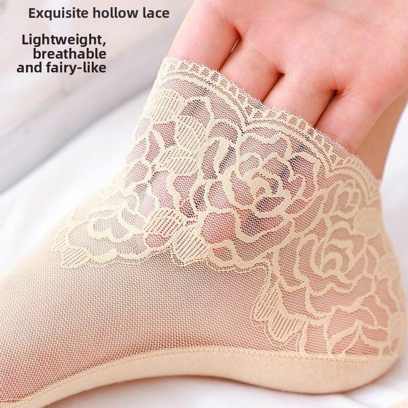 5 пар летних кружевных носков, женские кружевные носки, сетчатые дышащие носки-лодочки, ультратонкие нескользящие низкие носки