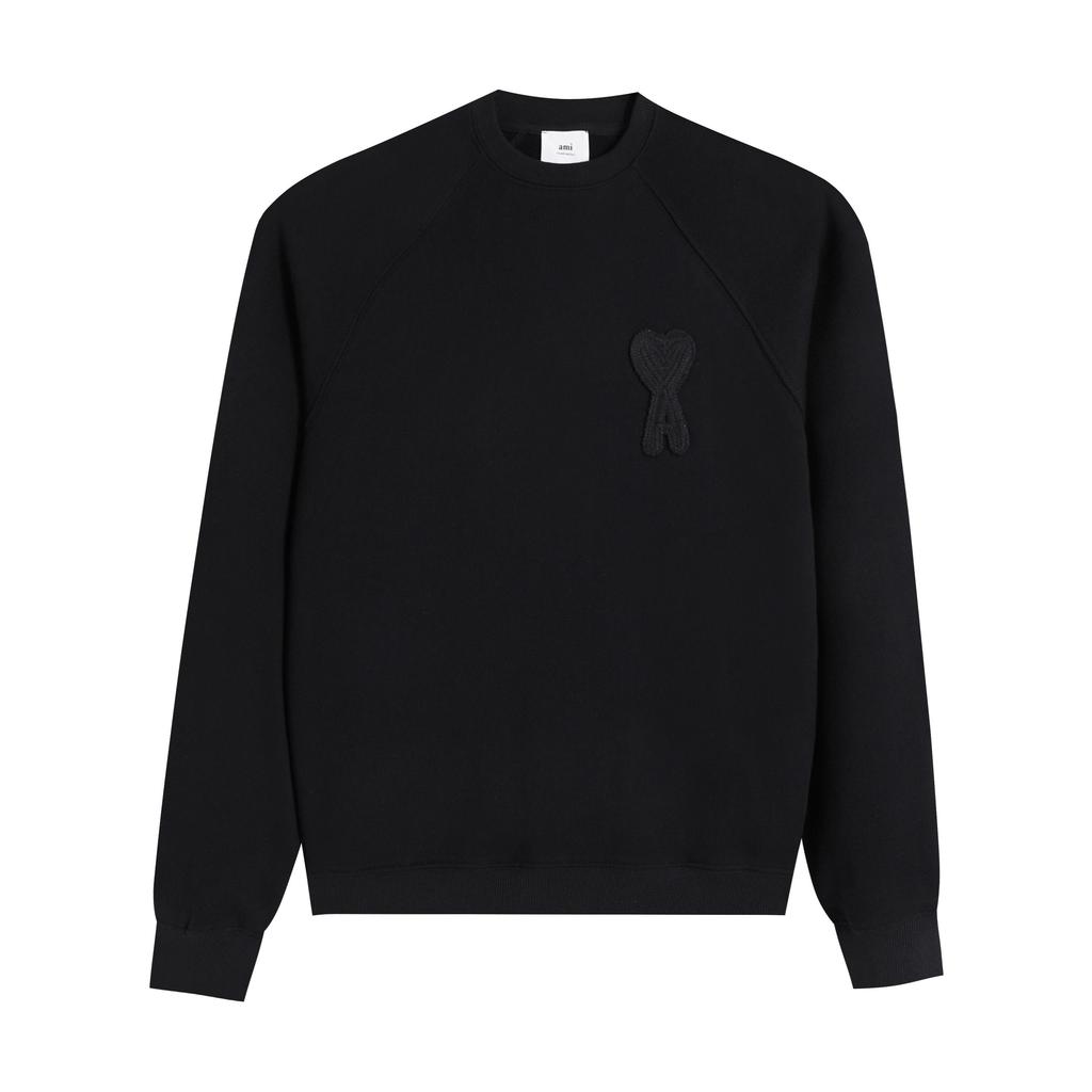 216 AMI 2025 Осень и Зима Новое Худи с Большим Логотипом Сердца из Высококачественного Хлопка с Круглым Вырезом Мужской Пуловер