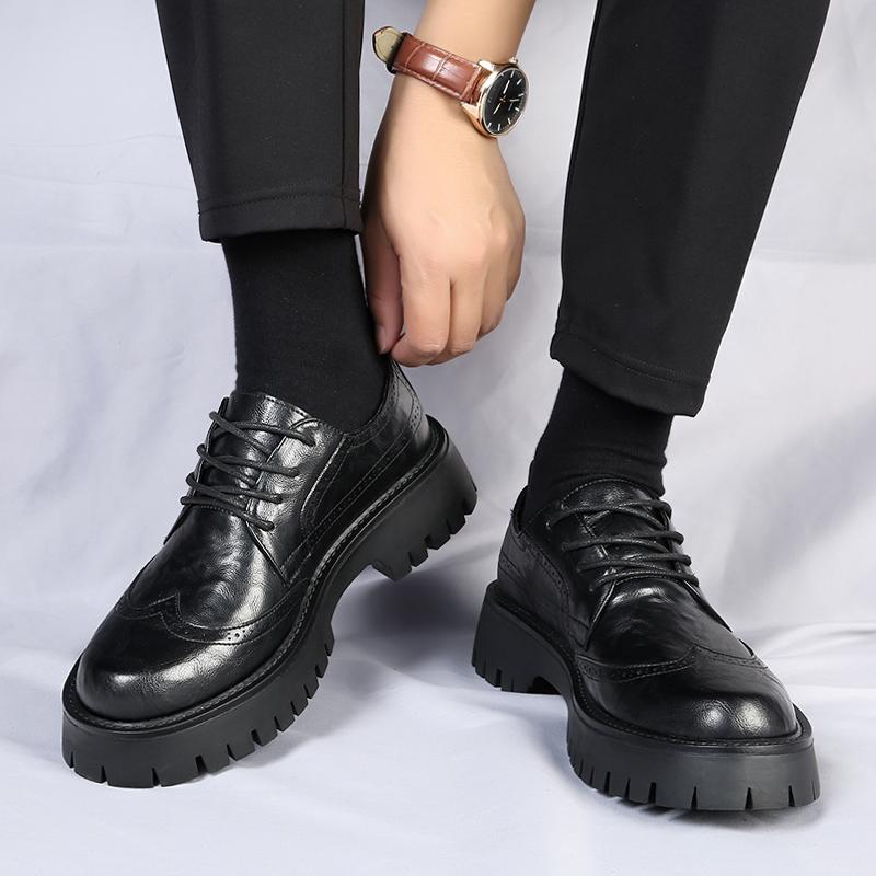 Платформа Мужские Роскошные Повседневные Броги Кожаные Высококачественные Туфли Для Отдыха Инструменты Удобные Внутри Ручной Работы Модные Трендовые Туфли