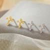 S925 Korean Silver Zircon Cross Earrings - Single Diamond, Personal and Simple Design