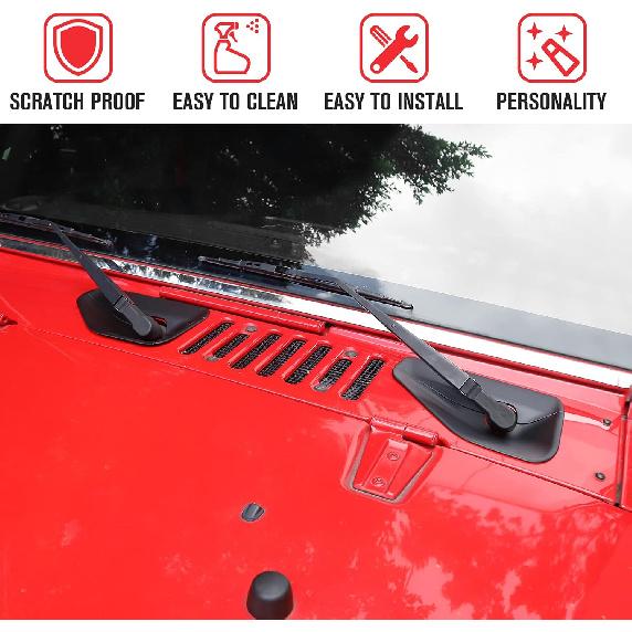 Декоративная накладка на основание переднего стеклоочистителя для Jeep Wrangler JK и Unlimited 2007-2018 (черный)