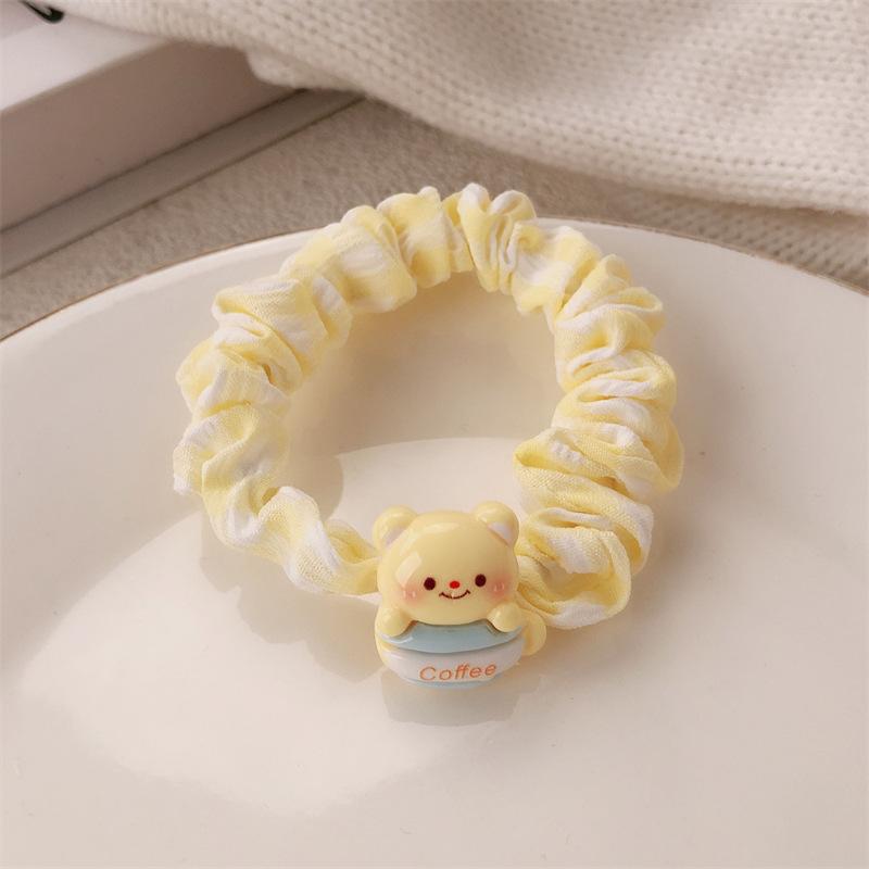 3 шт. Кремовый мишка резинка для волос в виде толстой кишки аксессуар для волос девочка сердечко милая веревка для волос студент высокая эластичность резинка для хвостика