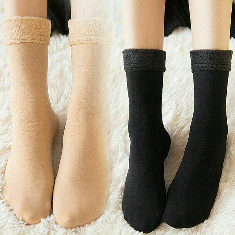 4 пары женских зимних носков для снега, теплые плюшевые термоноски из толстого флиса
