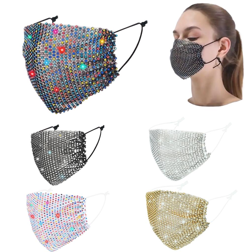 5 шт. блестящих кристальных блестящих масок для лица - сетчатая маска со стразами для женщин и девочек, идеально подходит для ночных клубов и вечеринок