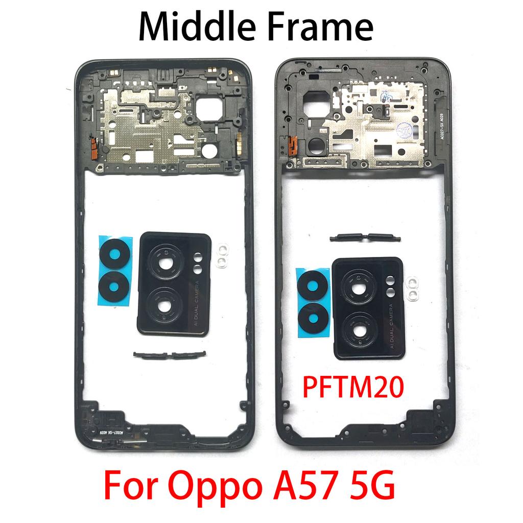 Для OPPO A5s A5Xs A15 A15s A16 A16s A36 A54 A74 A93 A57 A76 4G 5G Средняя рамка корпуса + Боковая кнопка + Объектив камеры