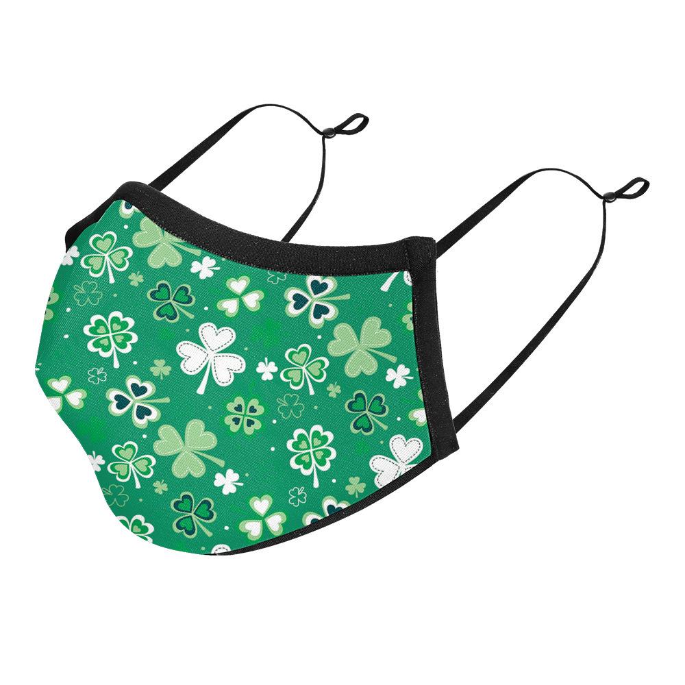 Irish Festival Shamrock Print Sun Protection Breathable Face Mask - Adult Double Layer