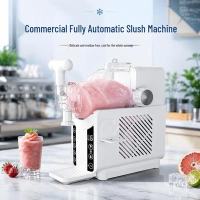 220V Automatic Snow Fluff Slush Machine for Home or Commercial Use - Perfect for Fruit Juice and Beverage Preparation.