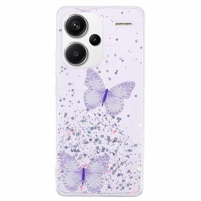 Чехол для Xiaomi Redmi Note 13 Pro+ 5G, ТПУ чехол для телефона с защитной пленкой для экрана, 3D бабочка, блестящий