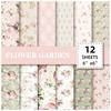 12 Packs Of Material Paper Valentine'S Day Diy Hand Account Background Paper Clear Pastoral Flowers Western Flower Pattern Decorative Paper