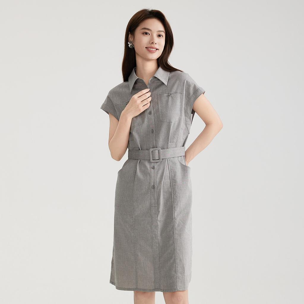 Loose Workwear Style Short-Sleeved Dress for Women