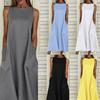 Женское летнее платье макси без рукавов, длинное платье свободного кроя, пляжное платье-рубашка, сарафан