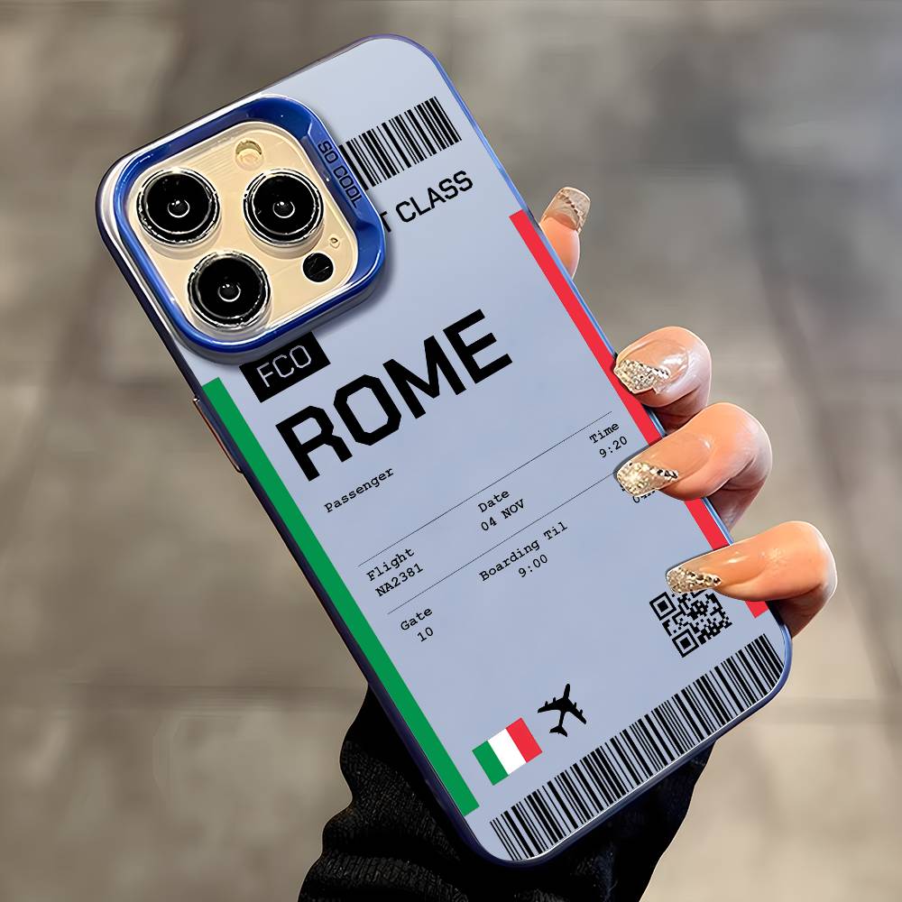 Италия Авиабилет Чехол для телефона iPhone 16 15 14 13 12 11 Plus Pro Max разноцветный Лазерный Аврора Ударопрочный Funda Чехол