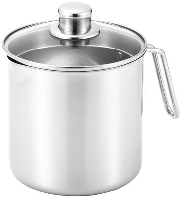 SJ3355 Глубокая кастрюля, 16 см, 3,2 л, 3200 мл, Нержавеющая сталь со стеклянной крышкой, Подходит для индукционных и обычных плит, Простой дизайн