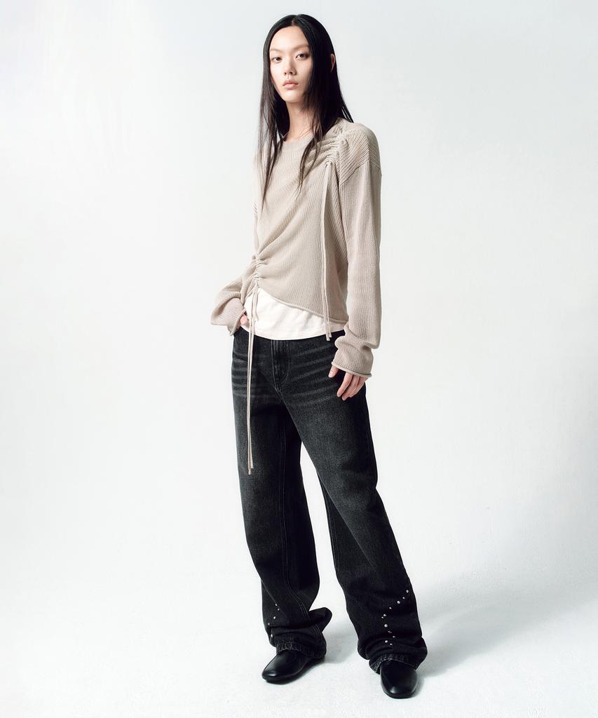 INSILENCE WOMEN Curving Stud Denim Black