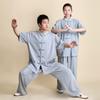2 шт./компл. рубашка унисекс с планкой на пуговицах, свободная сплошная цветная китайская традиционная одежда для тай-чи, одежда для кунг-фу, мужская одежда