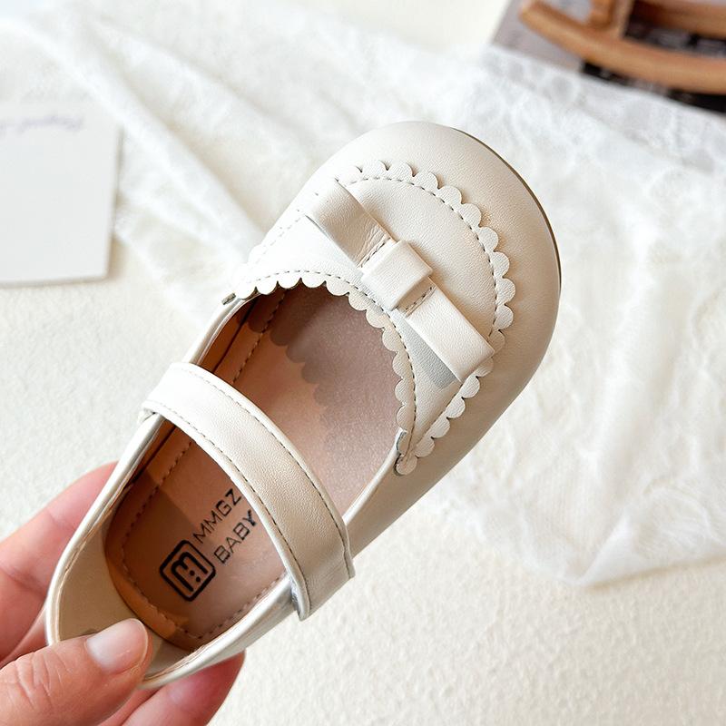 New Girls Princess Shoes Baby Fashion Bow Little Student Party Dance Shoe Kids Low-Heeled Leather Shoes Black Beige Brown I11077