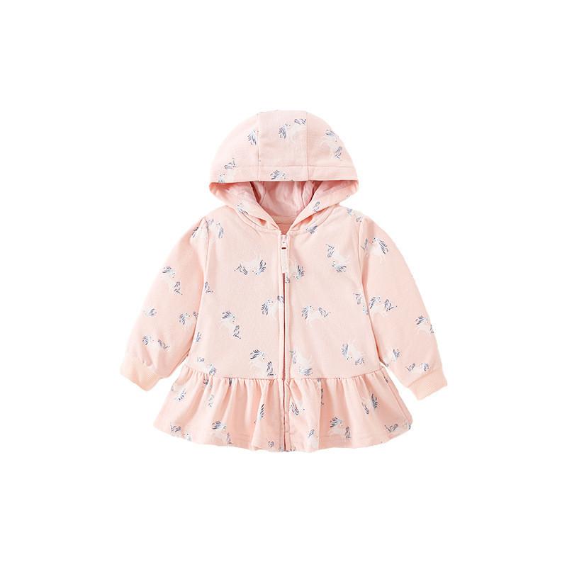 Girl Autumn Jacket With Hood And Zipper For Kids