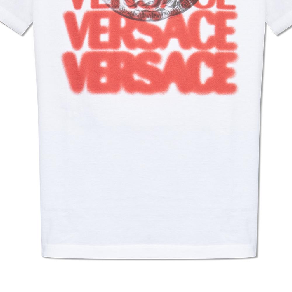 VERSACE Logo Printed Crewneck T Shirt 1013302-1A12439-2W580
