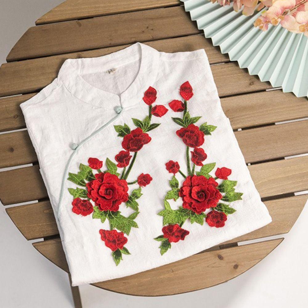 3D Trimmings Rose Floral Peony Garment Flower Embroidery Applique Clothes Accessories Patch