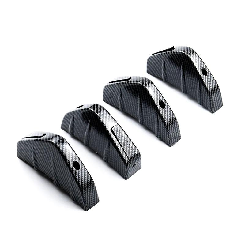 4pcs Universal Car Rear Bumper Lip Diffuser Shark Fins Canards Spoiler Splitter Carbon Black ABS Anti-Collision Accessories