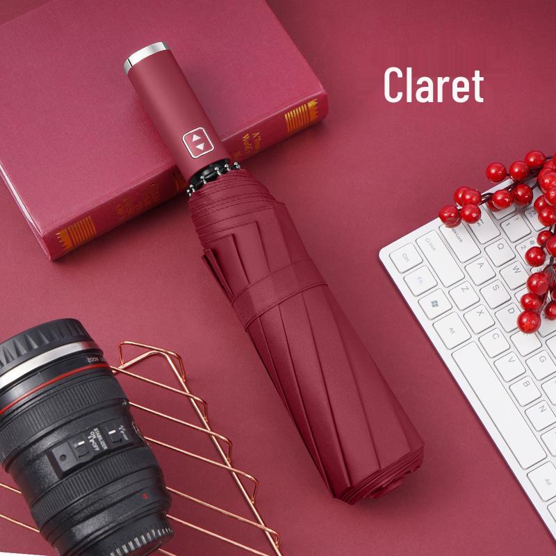 Ветрозащитный автоматический складной зонт с 10 спицами и черным клеем - Защита от солнца и затенение