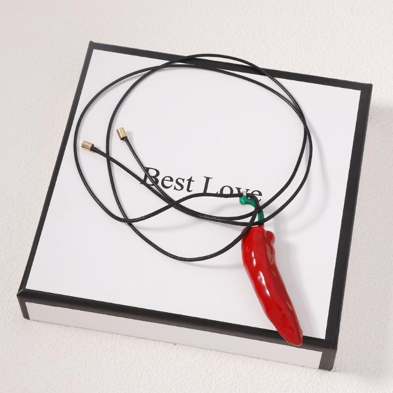 Multipurpose Spicy Peppers Pendant Necklace Sturdy Resin Crafted Portable Fashion Accessory for Trendy Women Ladies