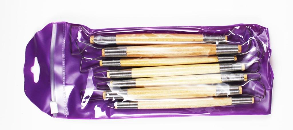 Керамические инструменты Плоская проволока Фиксированные принадлежности, Набор, Набор из 7 предметов, Глина, Проволока, C14, Шпатель, Наконечник,