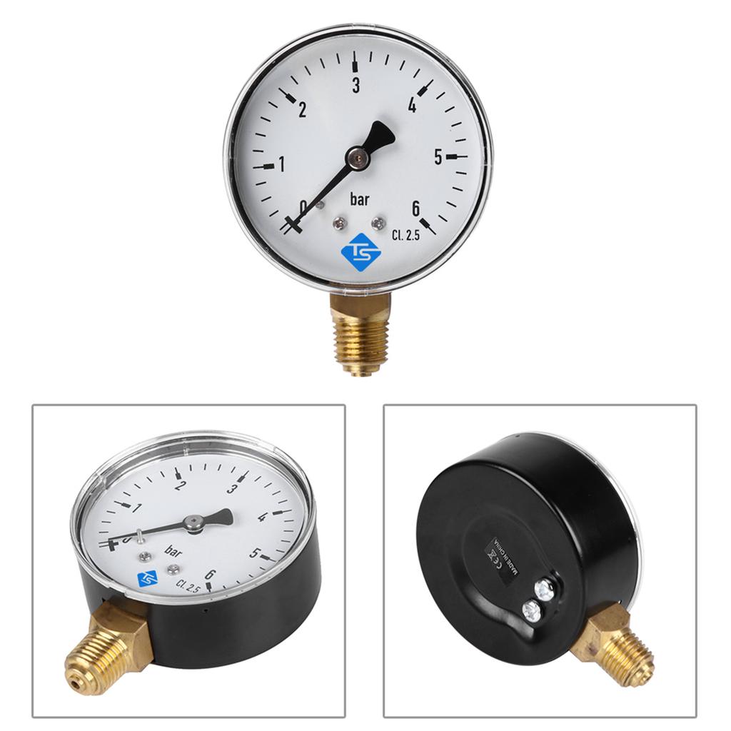 6 Bar Compressor Compressed Air Pressure Gauge 1/4 NPT Air Compressor High Strength Pressure Gauge 2.3 Face