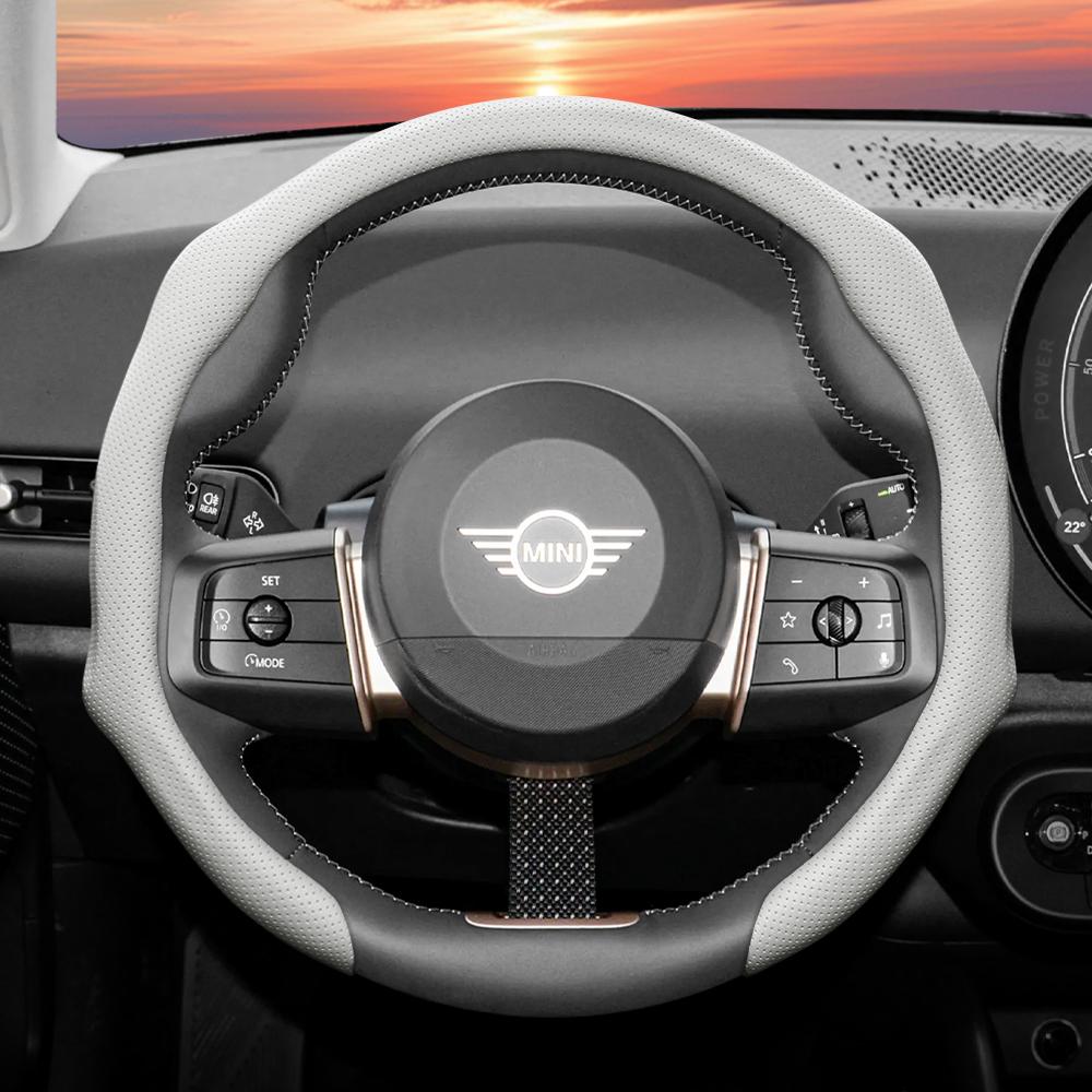 Suitable for Mini Perforated Leather Steering Wheel Cover Non-Slip Breathable for Cooper R56 F56