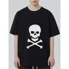 Black T Shirt with White Skull and Crossbones Print for Casual Wear