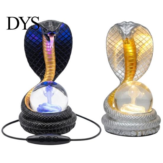 USB-ночник в форме змеи, настольная лампа, светодиодный стол из смолы с RGB-цветом для компьютерного стола, имитация хрустального шара для спальни, офиса