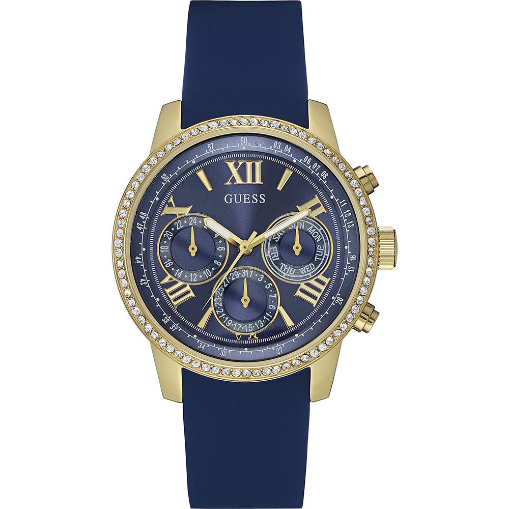 Guess Женские кварцевые часы Sunrise из нержавеющей стали, синие, W0616L2