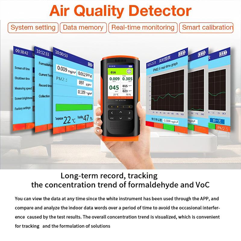Formaldehyde detector air quality monitor PM 2.5 portable display air pollutants family decoration co2 meter analyzer
