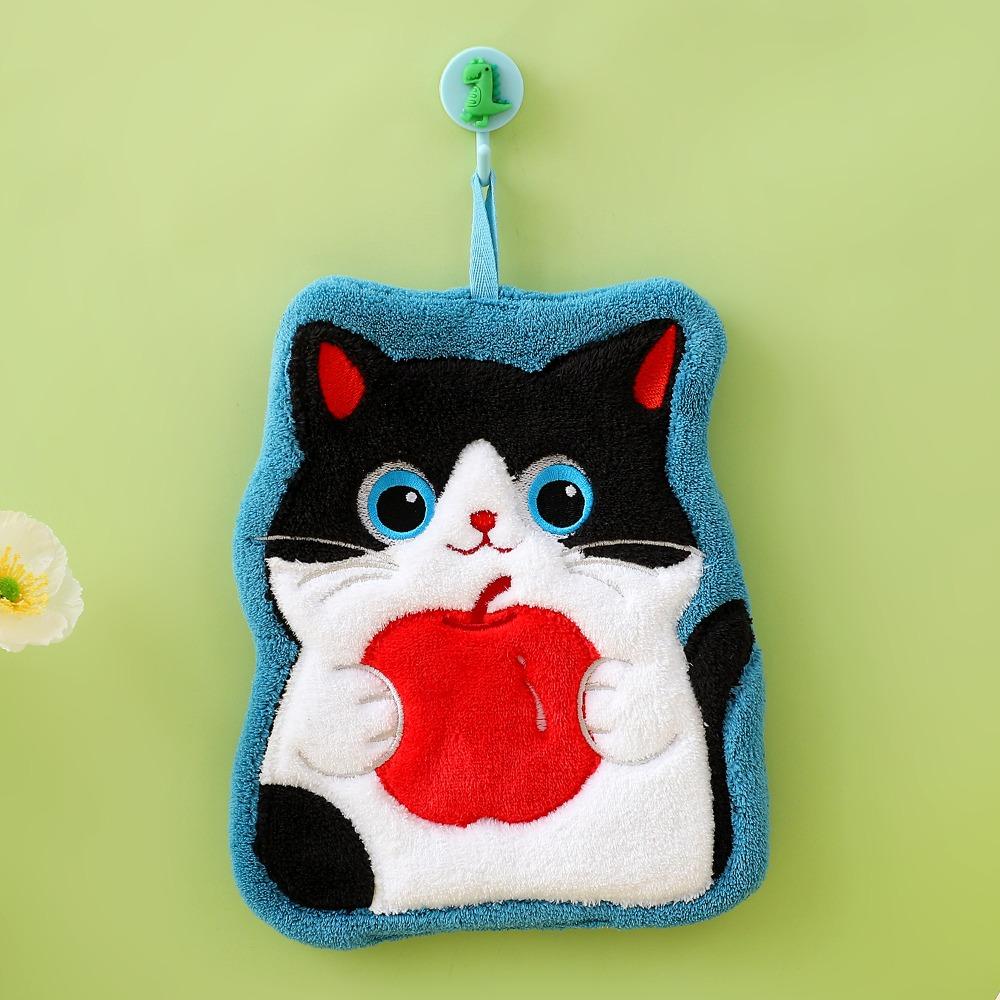 Coral Fleece Kitchen Toilet Handkerchief Cute Cat Bathroom Kerchief High Quality Washcloth