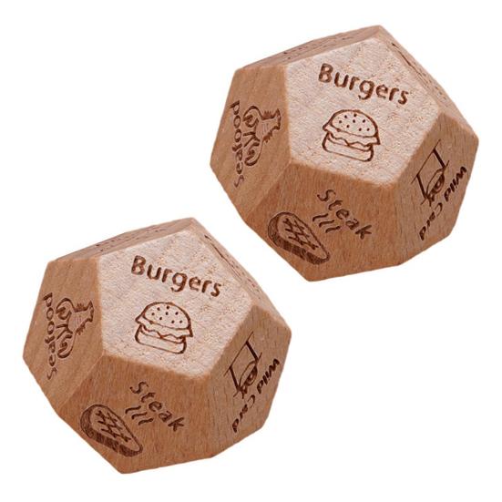 12-Sided Wooden Decision Dice for Date Night Christmas Stocking Stuffer Gift for Couples Food Choice Game for Valentine's Anniversary