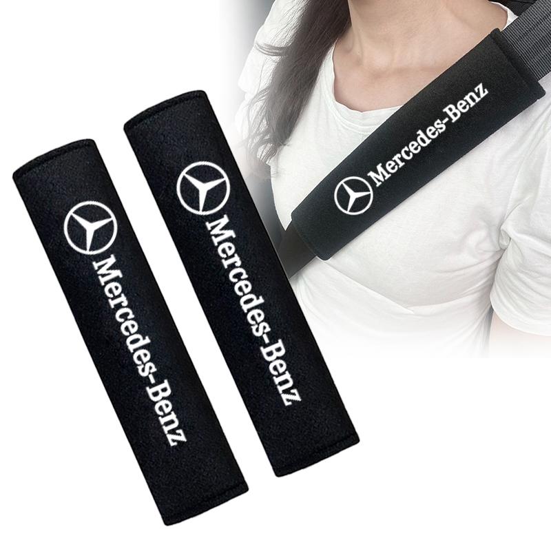 2Pcs Car Seat Belt Shoulder Cushion Protector Cover For Mercedes Benz C180 C200 C260 C300 W108 W124 W126 W168 W176 AMG Accessory DC2