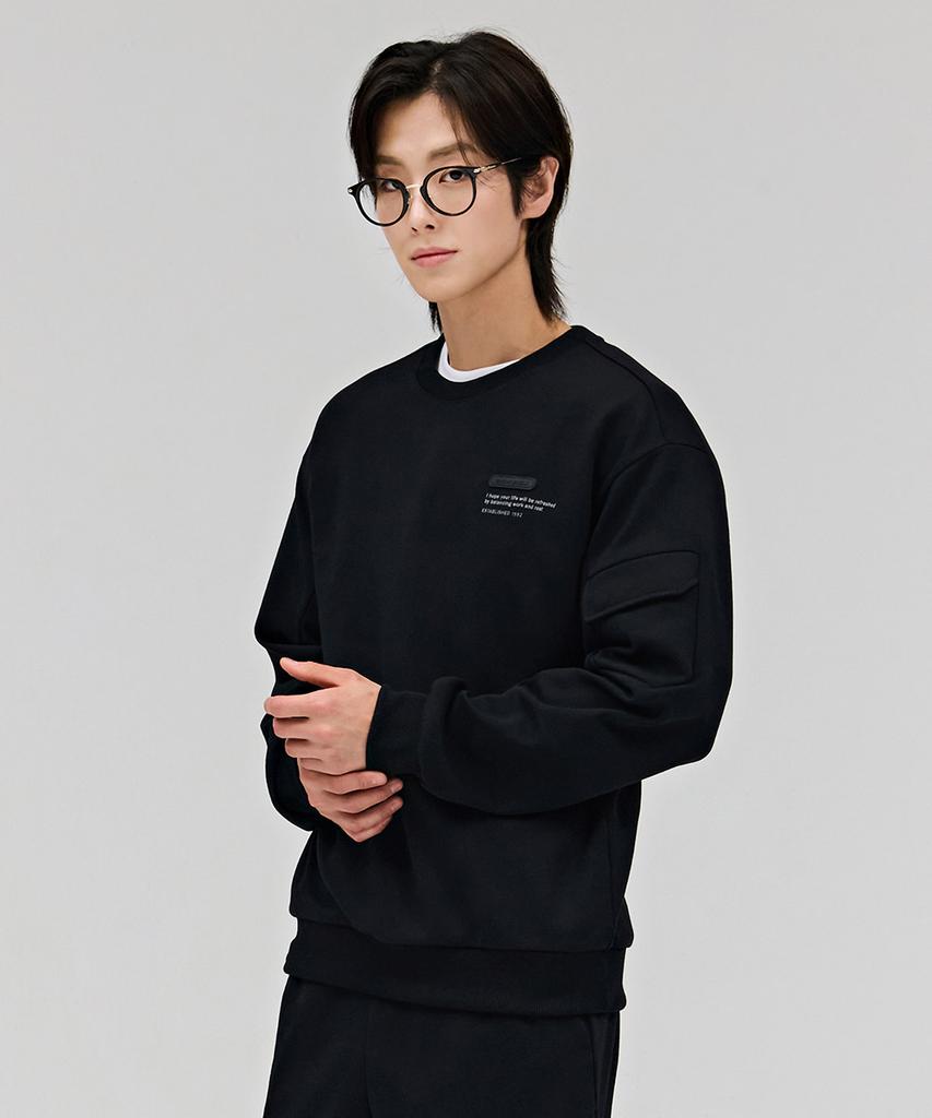 CHASECULT Men'S Sleeve Pocket Fleece Sweatshirt - Black