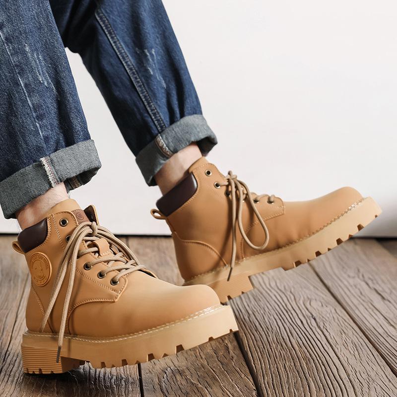 Martin Boots Men's Winter Thick-soled High-top British Wind Mid-top Short Boots Increase the Height and Kick the Big Yellow Boots 20240-M