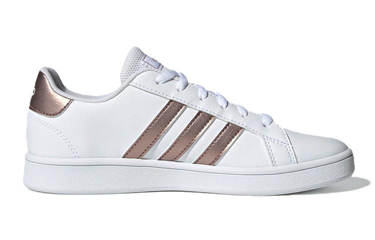 adidas Neo GRAND COURT K Кожаные Дышащие Низкие Скейтборд Обувь Белый Коричневый Детские EF0101